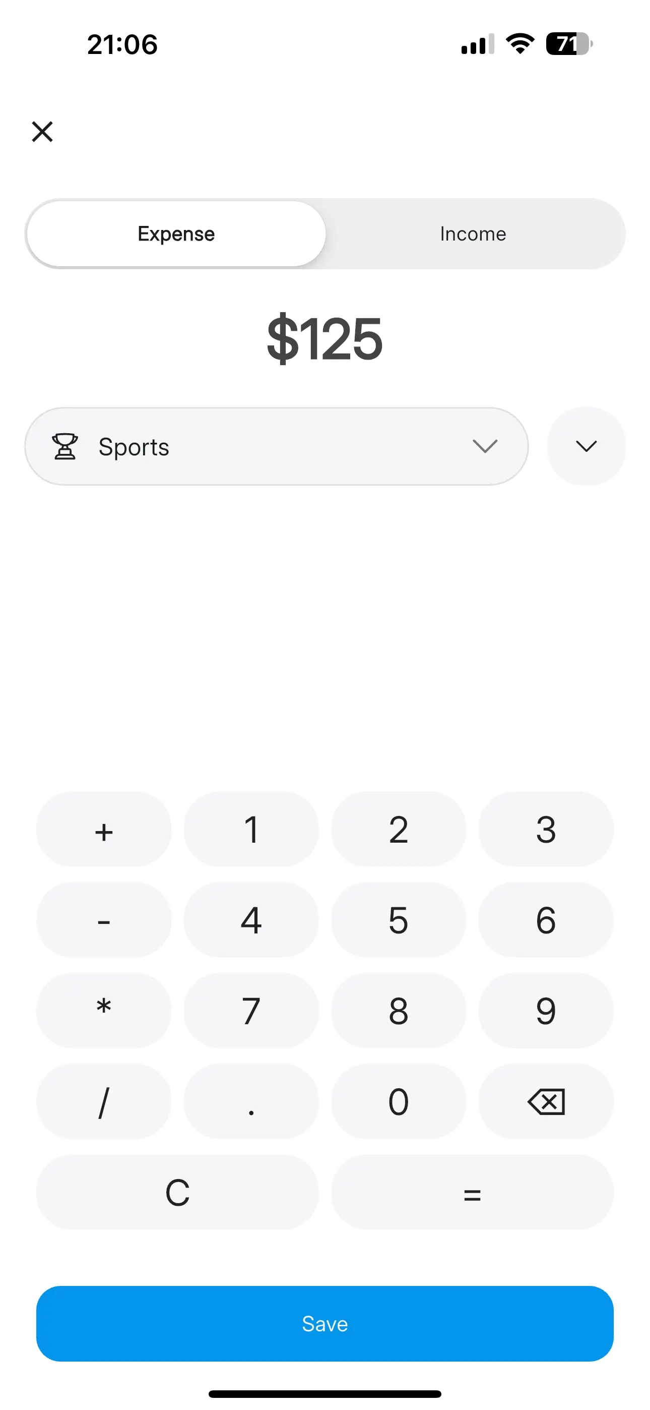 Tables View - Detailed expense breakdown